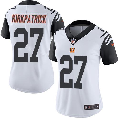 Nike Bengals #27 Dre Kirkpatrick White Women's Stitched NFL Limited Rush Jersey